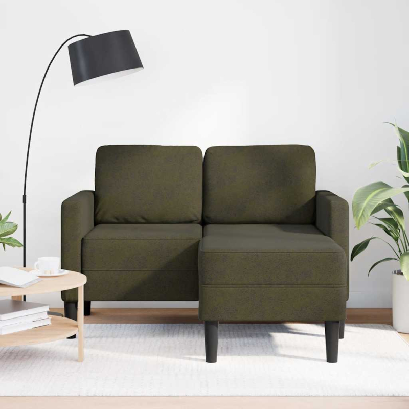 2er-Sofa mit Chaiselongue L-Form Armeegrün 125 cm Kunstleder