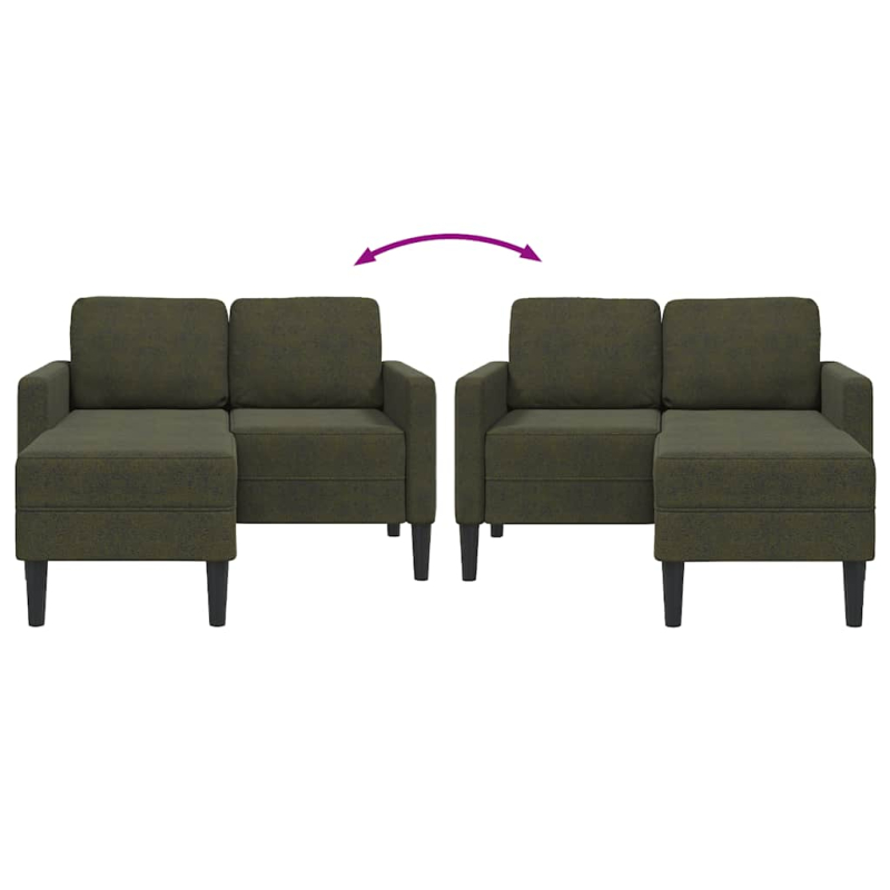 2er-Sofa mit Chaiselongue L-Form Armeegrün 125 cm Kunstleder