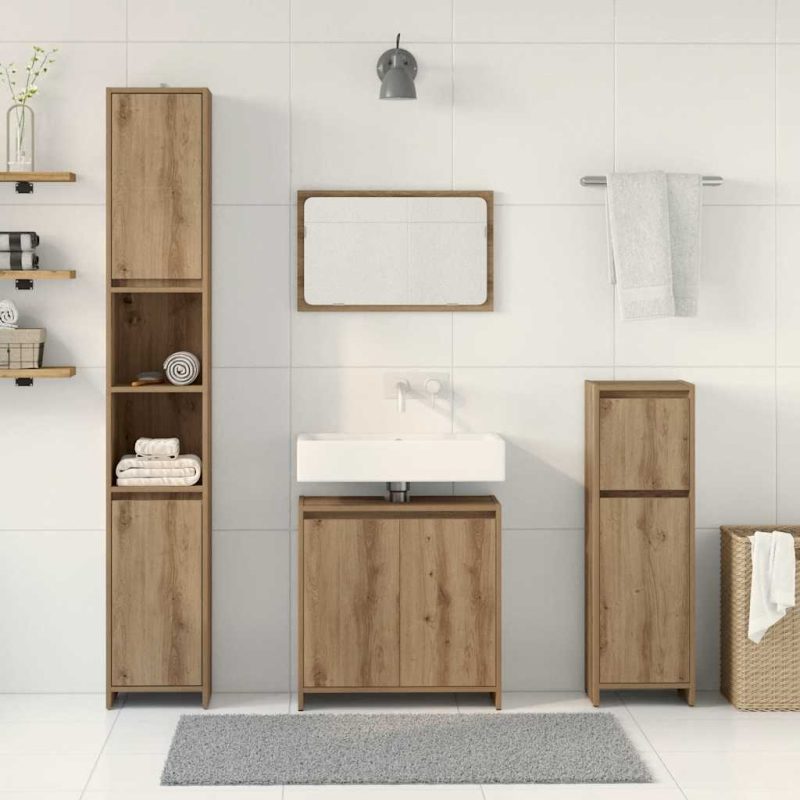 4-tlg. Badmöbel-Set Artisan-Eiche Holzwerkstoff
