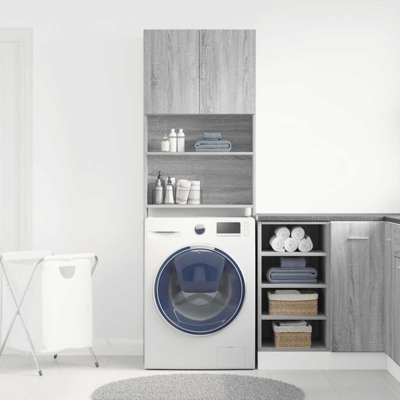 Waschmaschinenschrank Grau Sonoma 64x24x190 cm Holzwerkstoff
