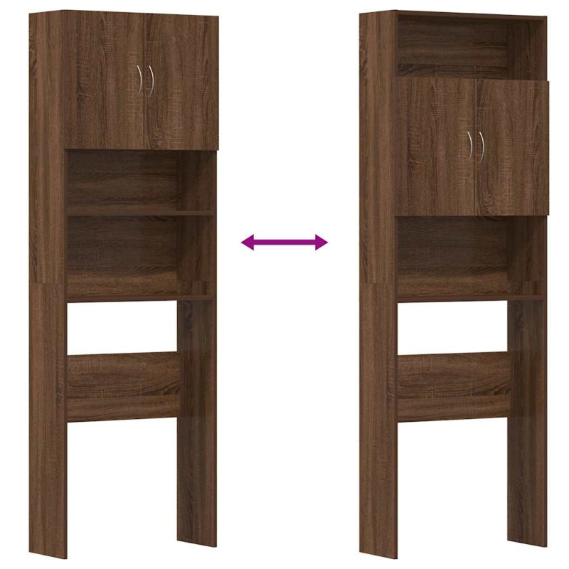 Waschmaschinenschrank Braun Eichen-Optik 64x24x190 cm