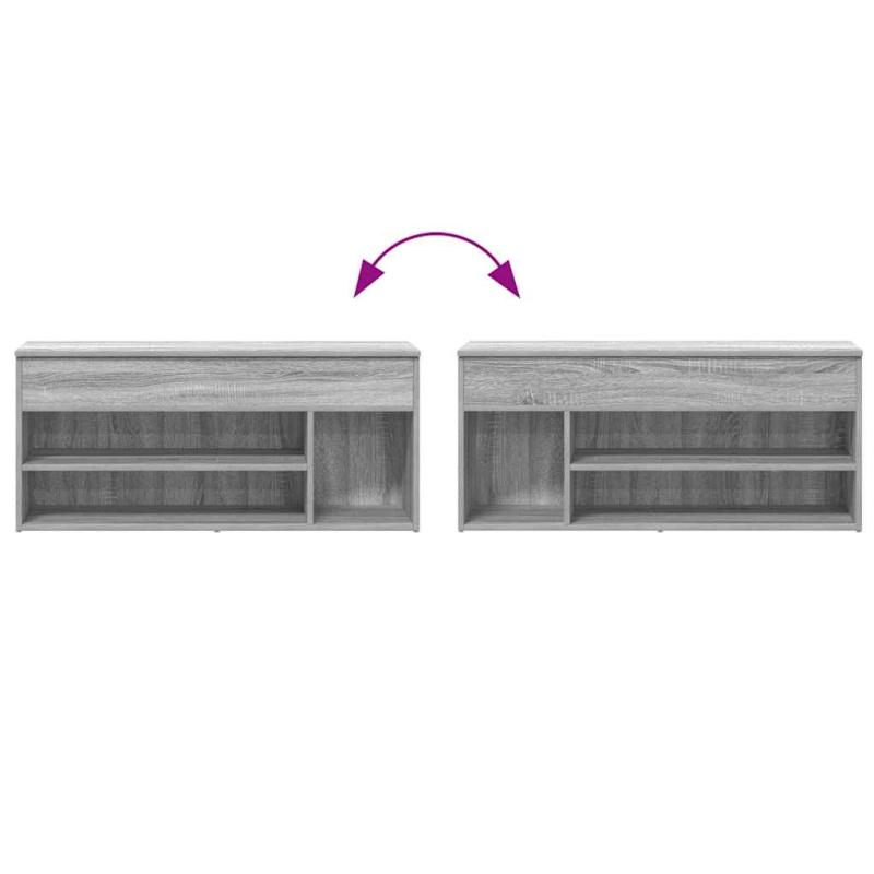 Schuhbank Grau Sonoma 102x30,5x45 cm Holzwerkstoff