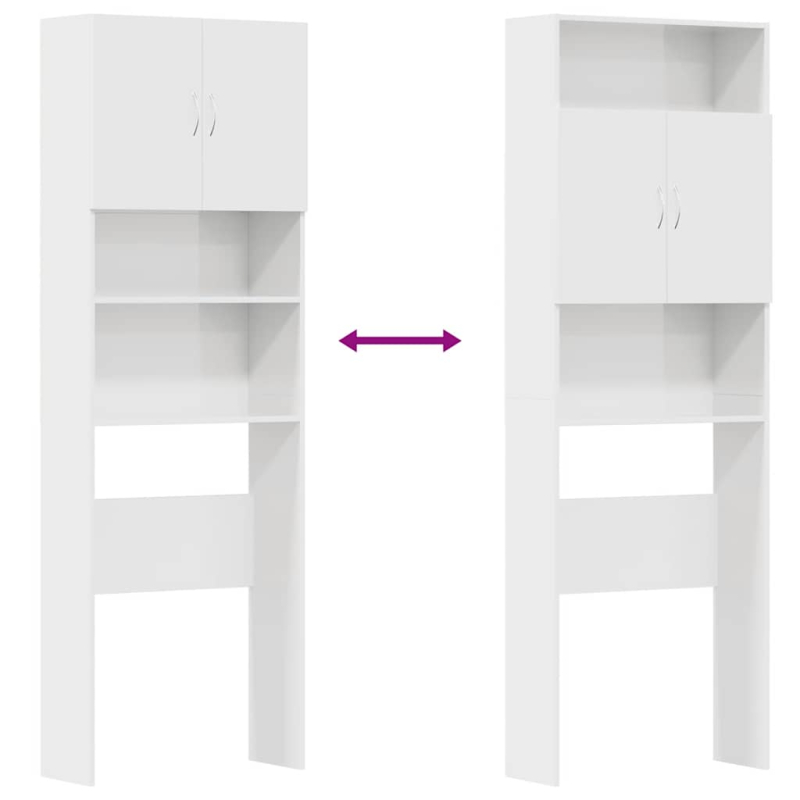 Waschmaschinenschrank Hochglanz-Weiß 64x24x190 cm Holzwerkstoff