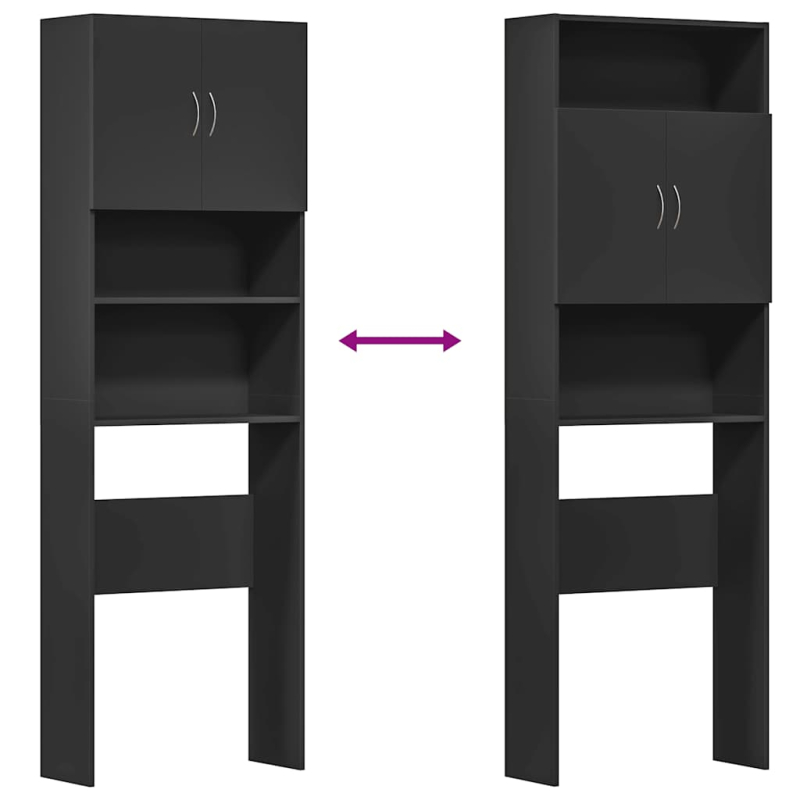 Waschmaschinenschrank Schwarz 64x24x190 cm Holzwerkstoff