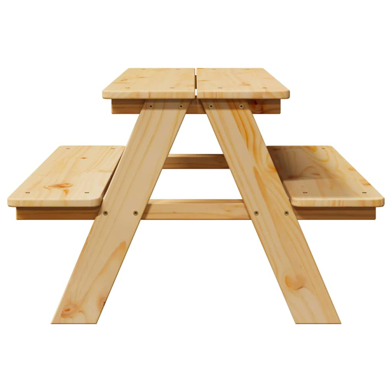 Kindertisch mit Bänken IRUN 90x79,5x50 cm Massivholz