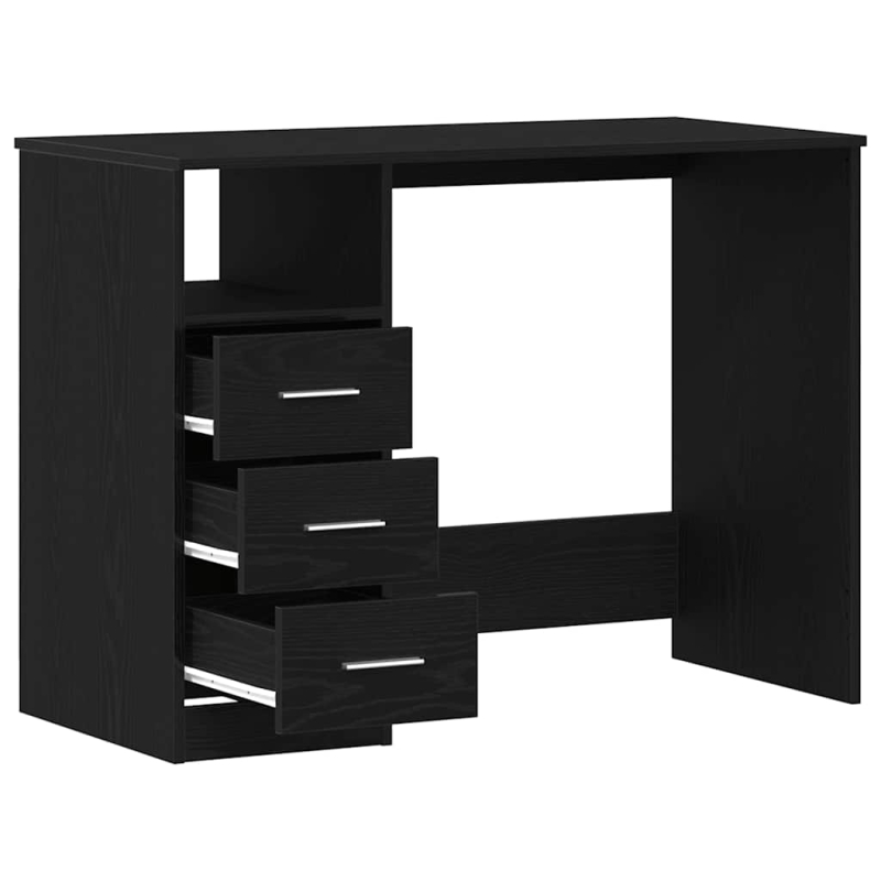 Schreibtisch mit Schubladen Schwarz Eichen-Optik 102x50x76 cm