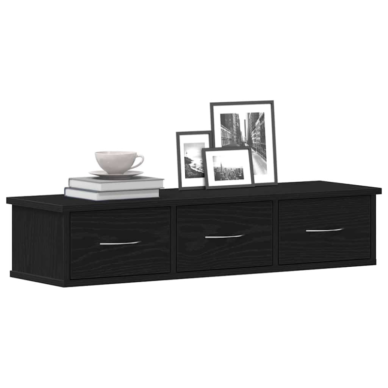 Wandschrank Schwarz Eichen-Optik 88x26x18,5 cm Holzwerkstoff