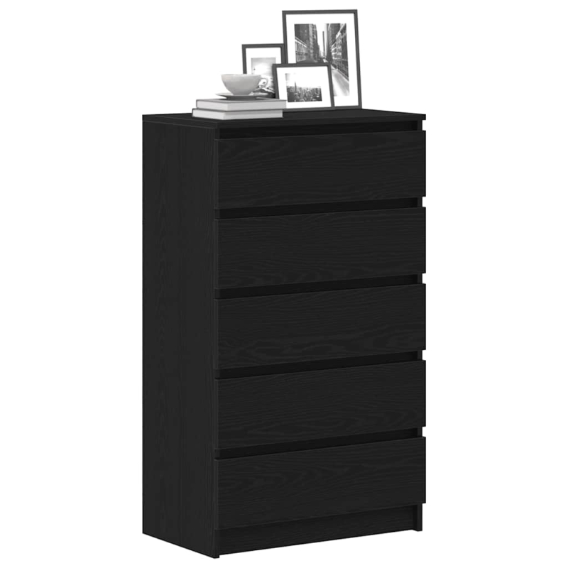 Schubladenschrank Schwarz Eichen-Optik 60x36x103 cm