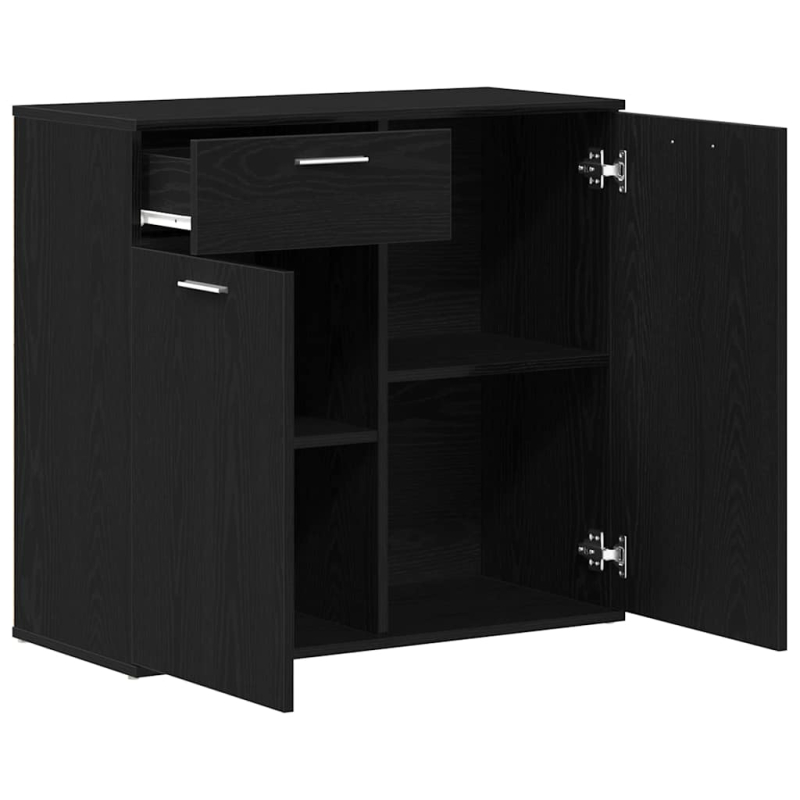 Sideboard Schwarz Eichen-Optik 80x36x75 cm Holzwerkstoff
