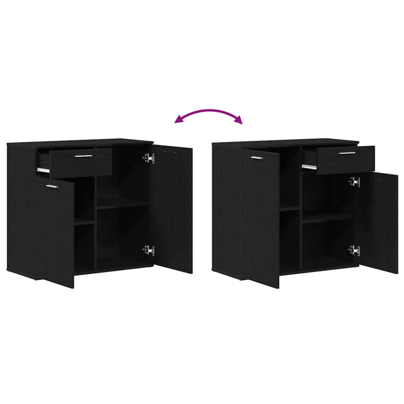 Sideboard Schwarz Eichen-Optik 80x36x75 cm Holzwerkstoff