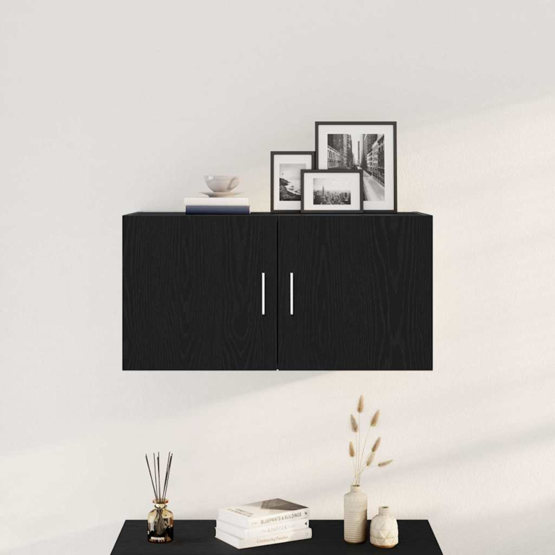 Wandschrank Schwarz Eichen-Optik 80x39x40 cm Holzwerkstoff