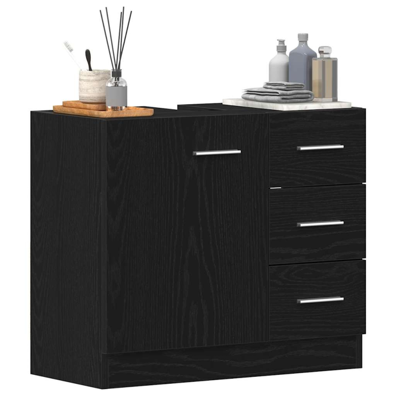 Waschbeckenunterschrank Schwarz Eichen-Optik 63x30x54 cm