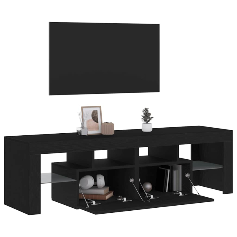 TV-Schrank mit LED-Leuchten Schwarz Eichen-Optik 140x36,5x40 cm