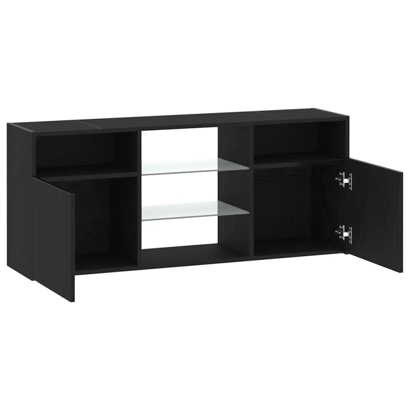 TV-Schrank mit LED-Leuchten Schwarz Eichen-Optik 120x30x50 cm