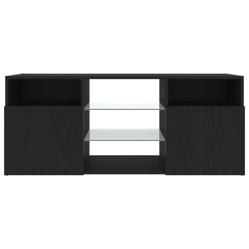 TV-Schrank mit LED-Leuchten Schwarz Eichen-Optik 120x30x50 cm