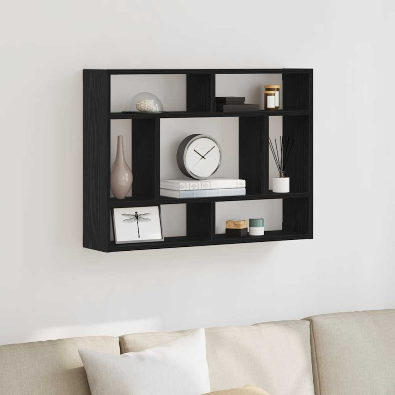 Wandregal Schwarz Eichen-Optik 75x16x55 cm Holzwerkstoff