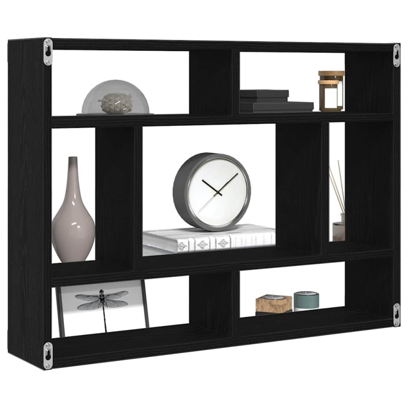 Wandregal Schwarz Eichen-Optik 75x16x55 cm Holzwerkstoff