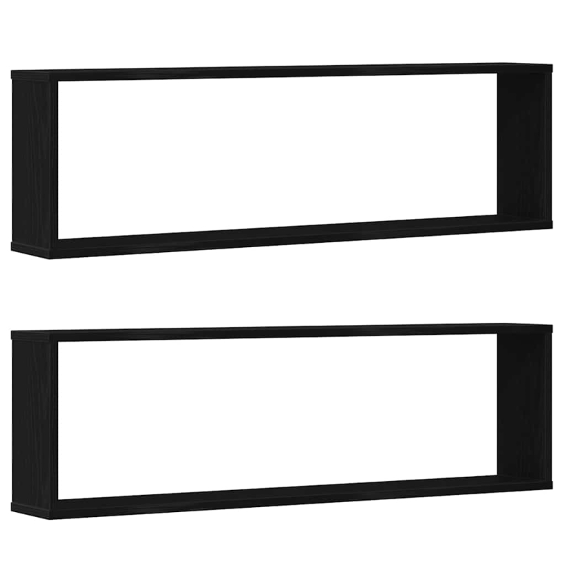 Würfelregale 2 Stk. Schwarz Eichen-Optik 100x15x30 cm