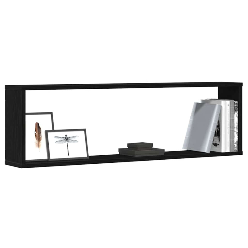 Würfelregale 4 Stk. Schwarz Eichen-Optik 100x15x30 cm
