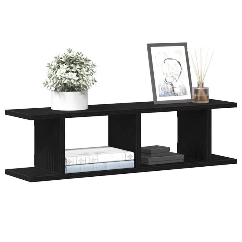 Wandregale 2 Stk. Schwarz Eichen-Optik 75x18x20cm Holzwerkstoff