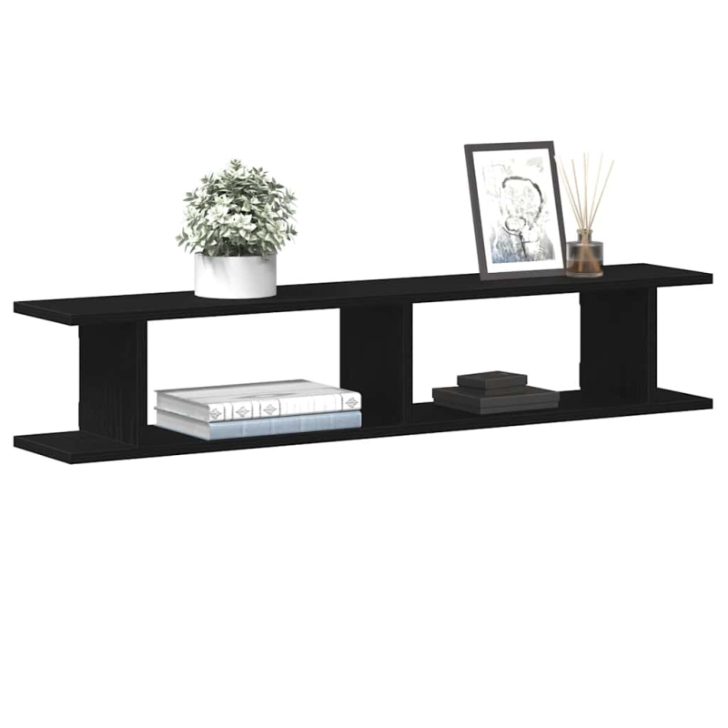 Wandregale 2Stk. Schwarz Eichen-Optik 105x18x20cm Holzwerkstoff