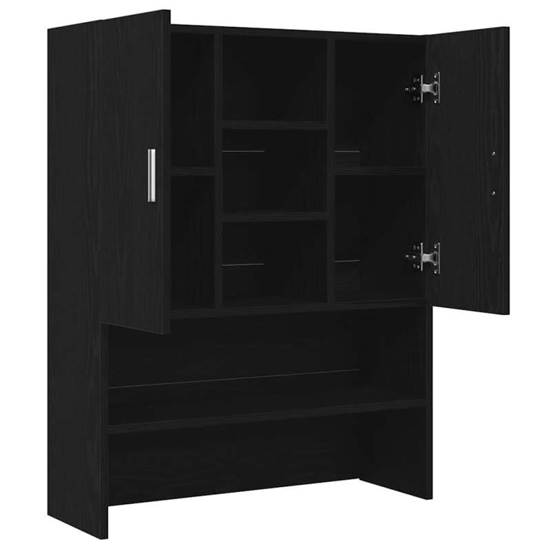 Waschmaschinenschrank Schwarz Eichen-Optik 70,5x25,5x90 cm