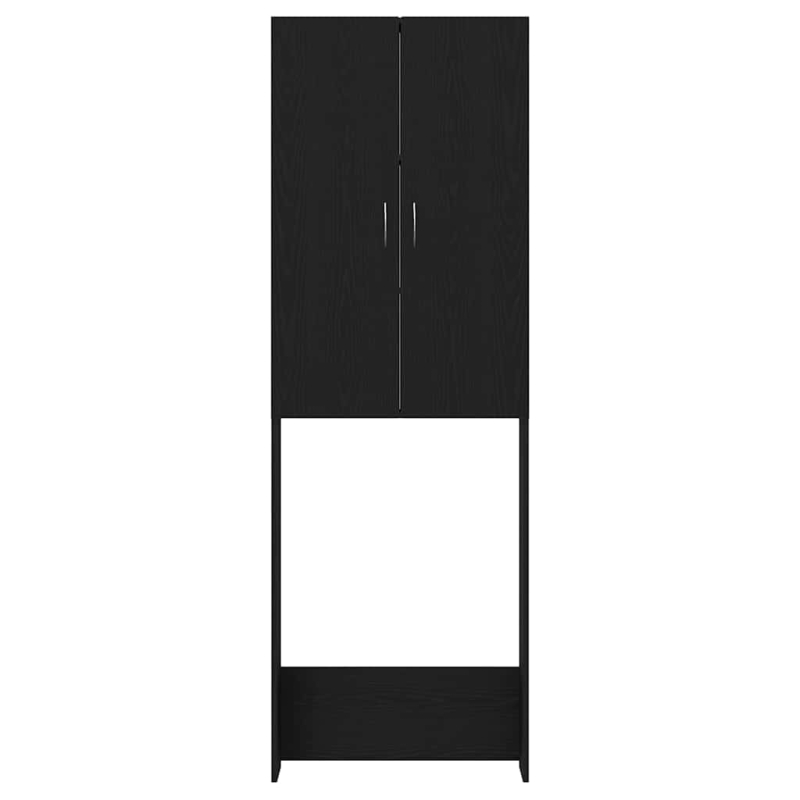 Waschmaschinenschrank Schwarz Eichen-Optik 64x25,5x190 cm
