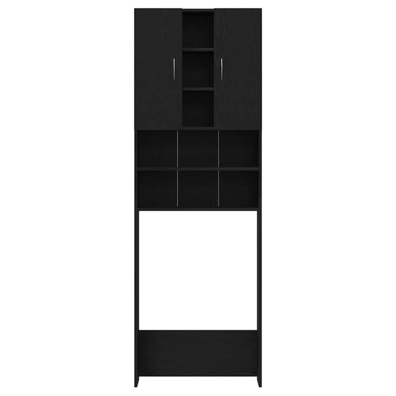 Waschmaschinenschrank Schwarz Eichen-Optik 64x25,5x190 cm