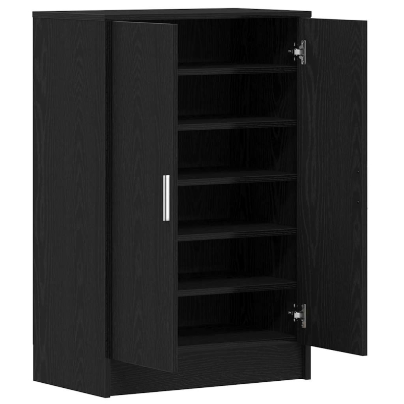 Schuhschrank Schwarz Eichen-Optik 60x35x92 cm Holzwerkstoff