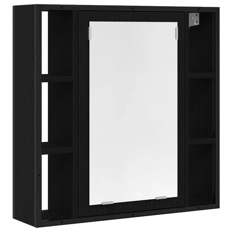 Bad-Spiegelschrank Schwarz Eiche-Optik 60x16x60cm Holzwerkstoff