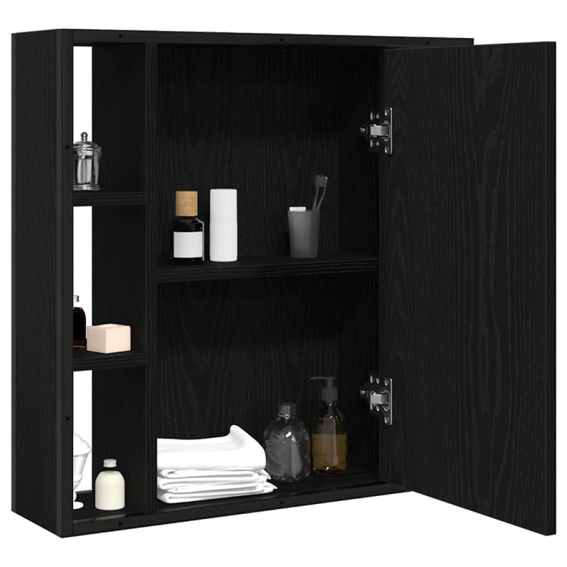 Bad-Spiegelschrank Schwarz Eiche-Optik 60x16x60cm Holzwerkstoff