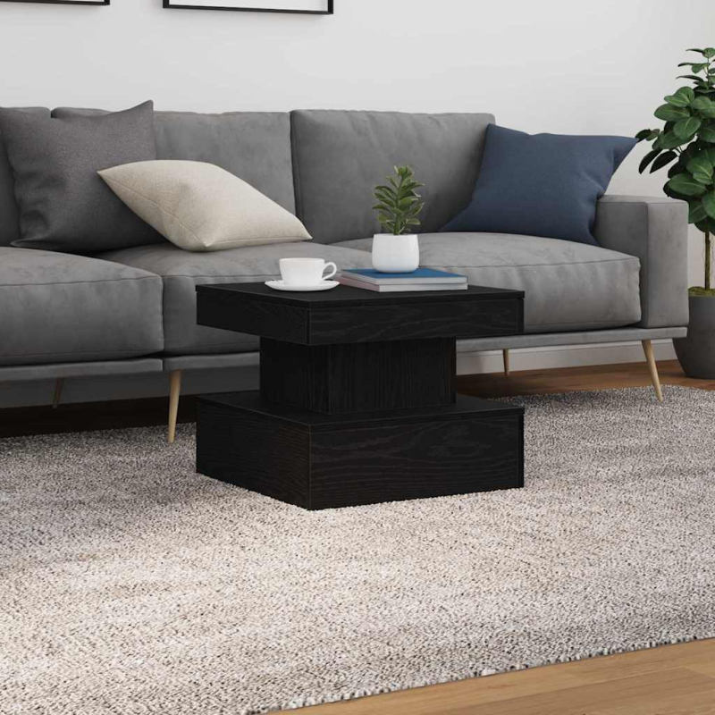 Couchtisch mit LED-Leuchten Schwarz Eichen-Optik 50x50x40 cm