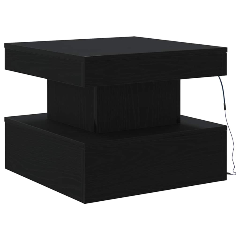 Couchtisch mit LED-Leuchten Schwarz Eichen-Optik 50x50x40 cm
