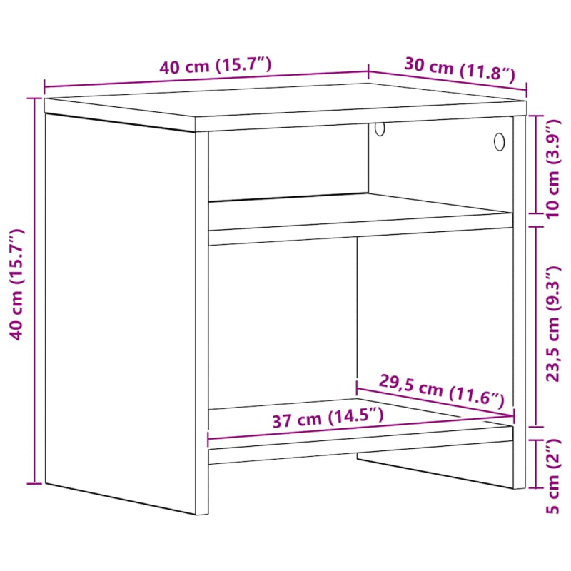 Nachttisch Schwarz Eichen-Optik 40x30x40 cm Holzwerkstoff