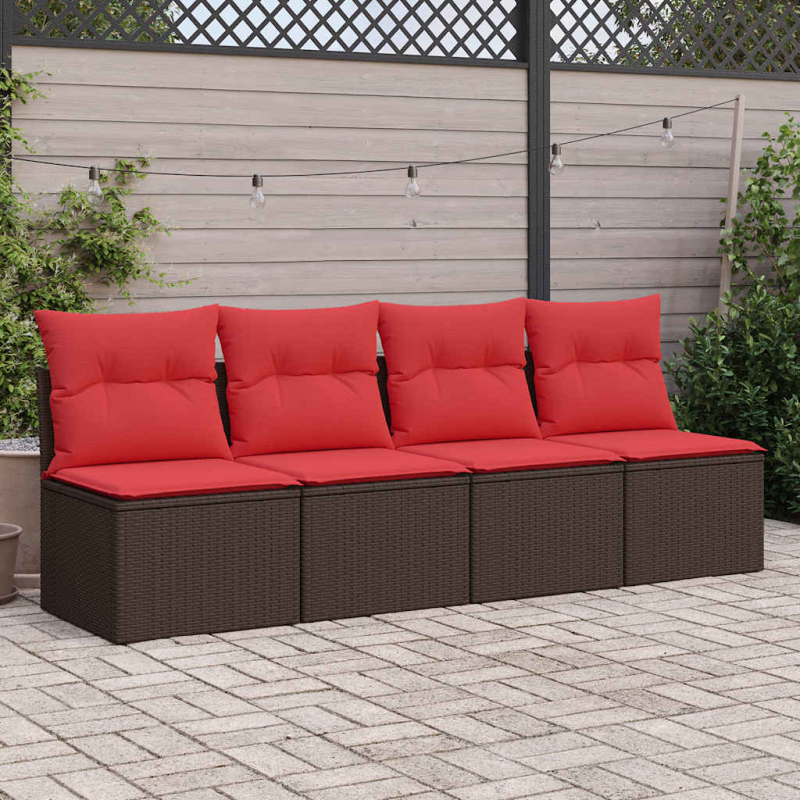 2-tlg. Garten-Sofagarnitur mit Kissen Braun Poly Rattan Akazie