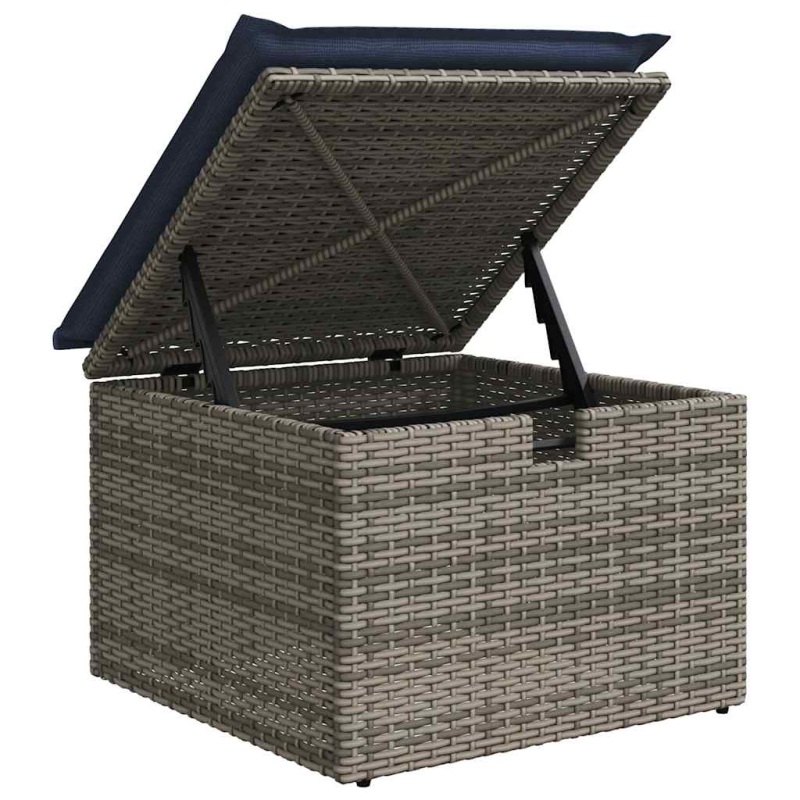 6-tlg. Garten-Sofagarnitur mit Kissen Grau Poly Rattan