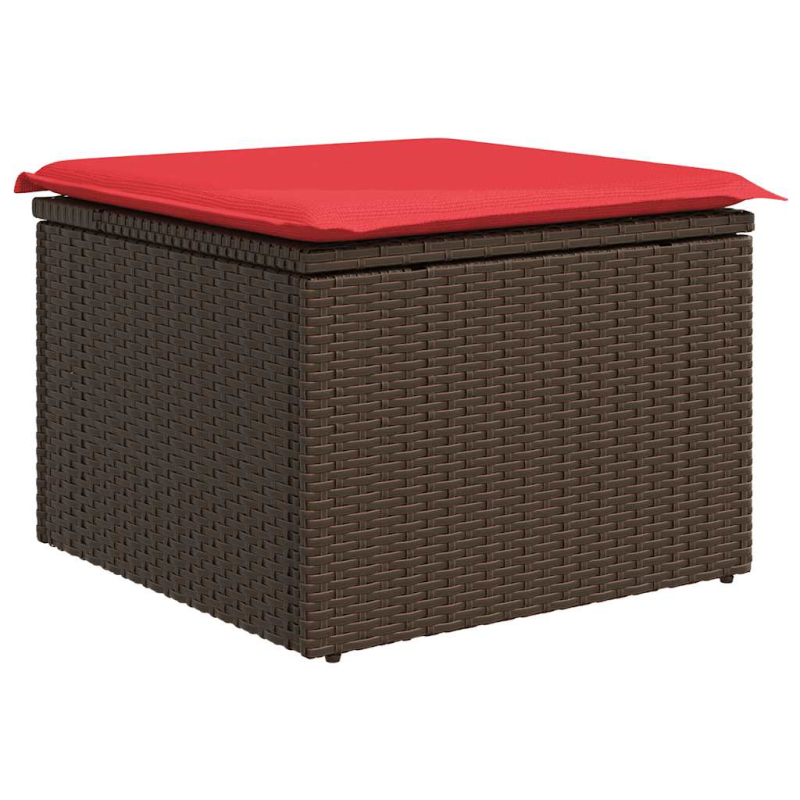 7-tlg. Garten-Sofagarnitur mit Kissen Braun Poly Rattan Akazie