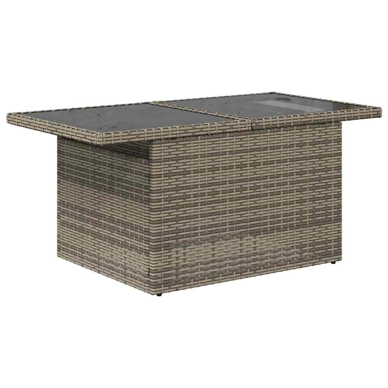 10-tlg. Garten-Sofagarnitur mit Kissen Grau Poly Rattan Akazie