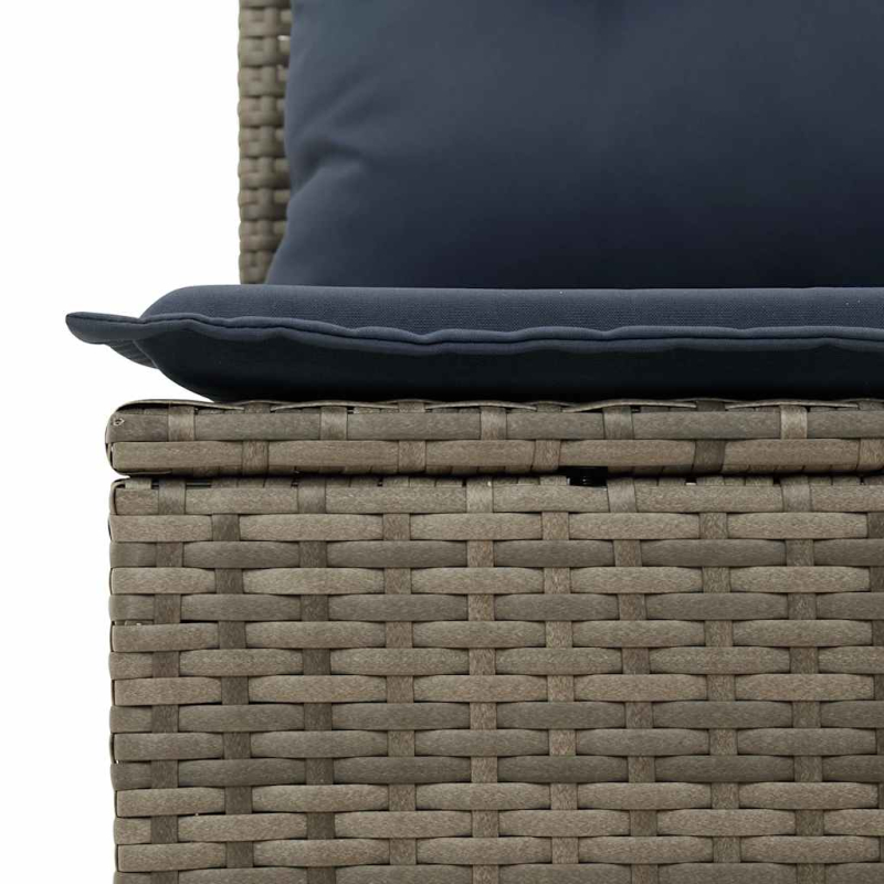 10-tlg. Garten-Sofagarnitur mit Kissen Grau Poly Rattan Akazie