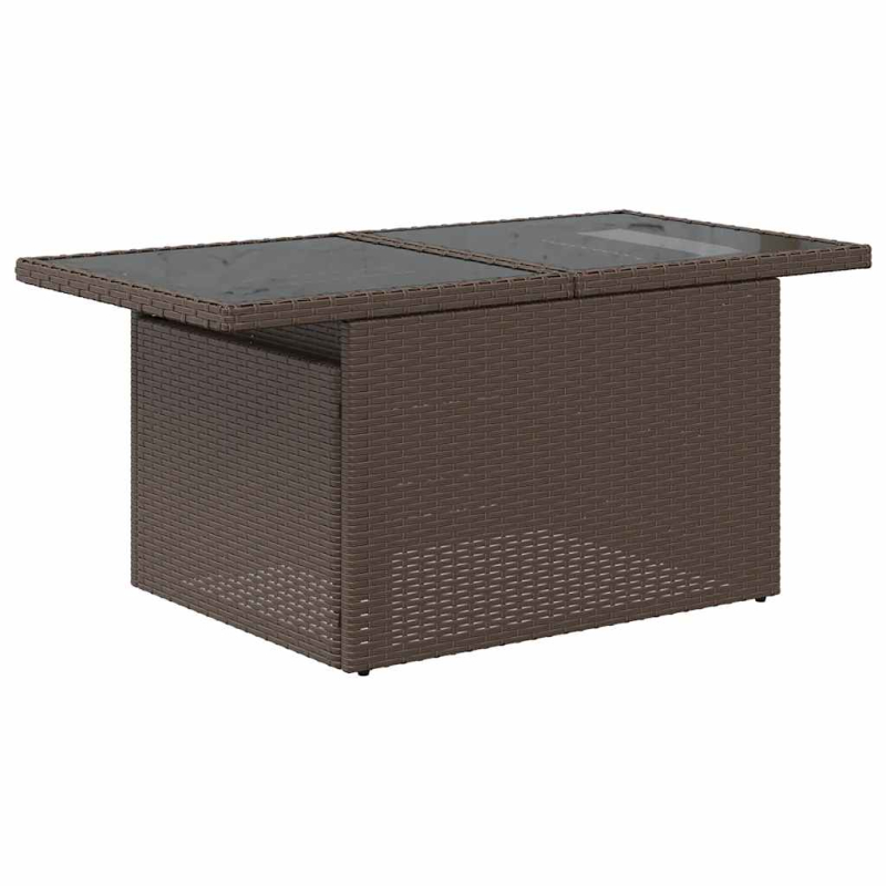 10-tlg. Garten-Sofagarnitur mit Kissen Braun Poly Rattan Akazie