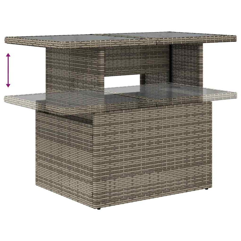 8-tlg. Garten-Sofagarnitur mit Kissen Grau Poly Rattan Akazie