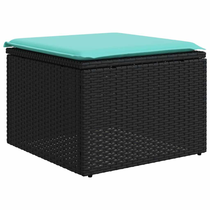 2-tlg. Garten-Sofagarnitur mit Kissen Schwarz Poly Rattan