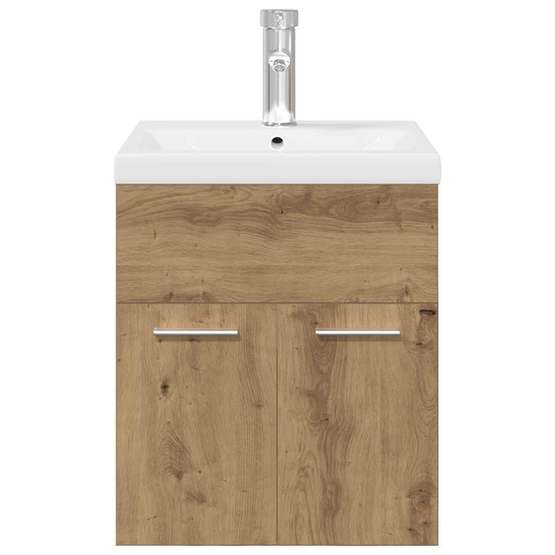 Waschbeckenunterschrank mit Einbaubecken und Wasserhahn