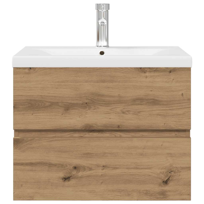 Waschbeckenunterschrank mit Einbaubecken und Wasserhahn
