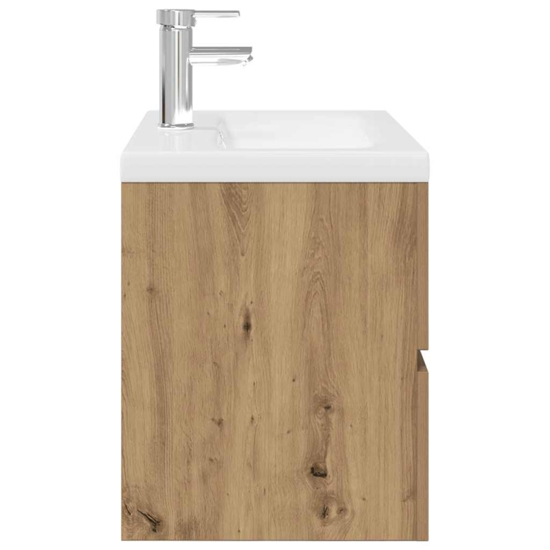 Waschbeckenunterschrank mit Einbaubecken und Wasserhahn