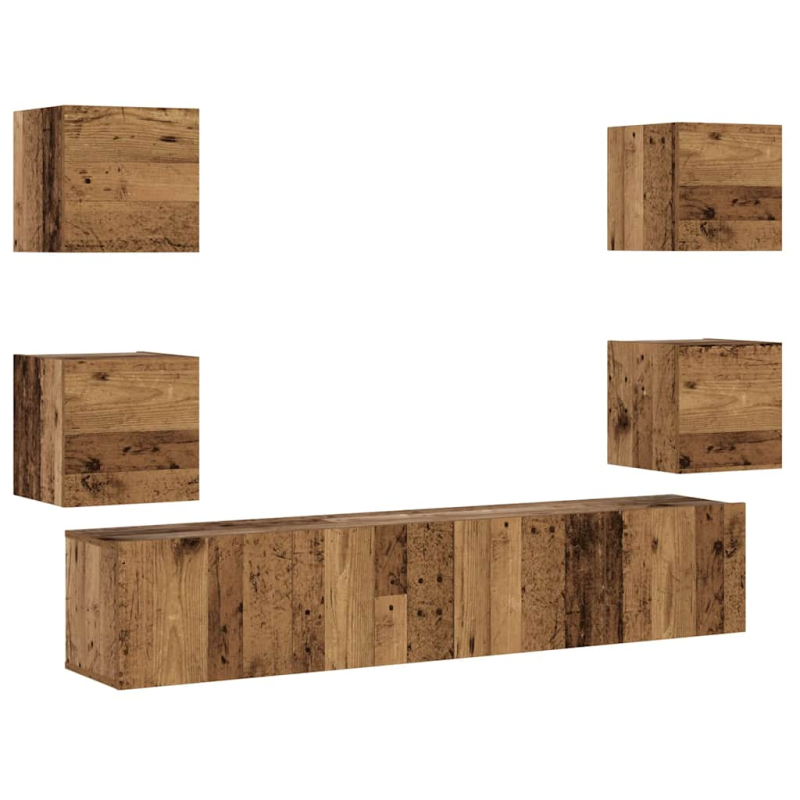 TV-Wandschränke 6 Stk. Altholz-Optik Holzwerkstoff