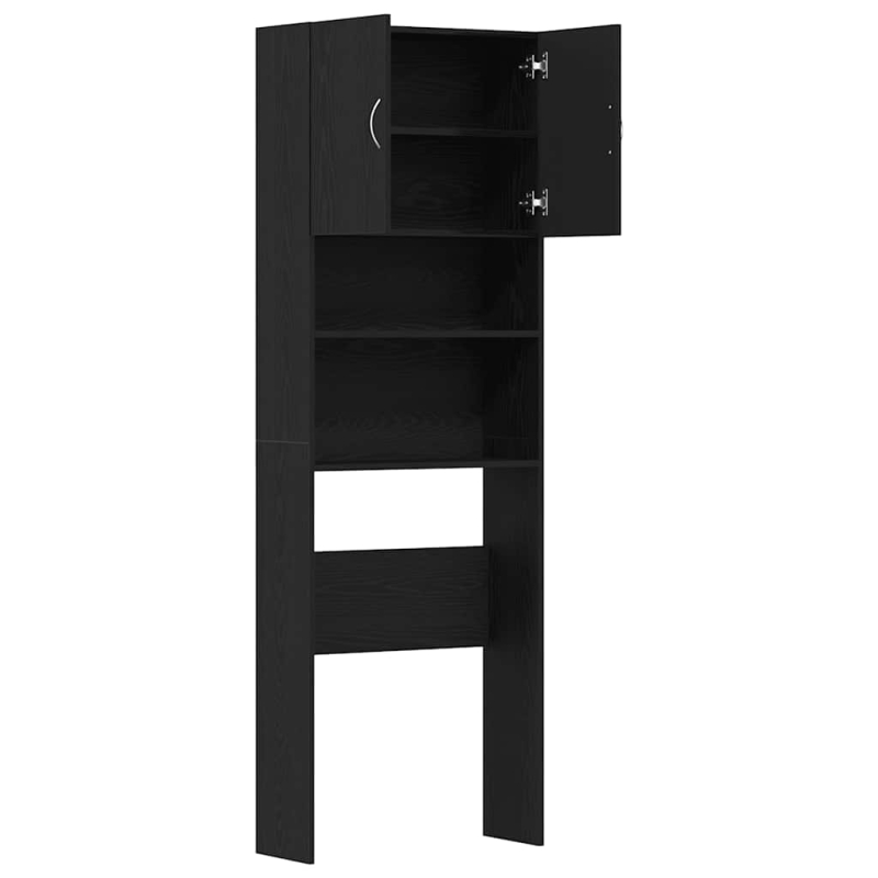 Waschmaschinenschrank Schwarz Eichen-Optik 64x24x190 cm
