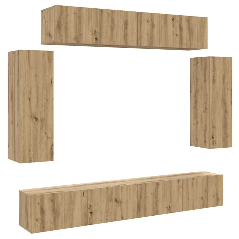 6-tlg. TV-Schrank-Set Wandmontage Artisan-Eiche Holzwerkstoff