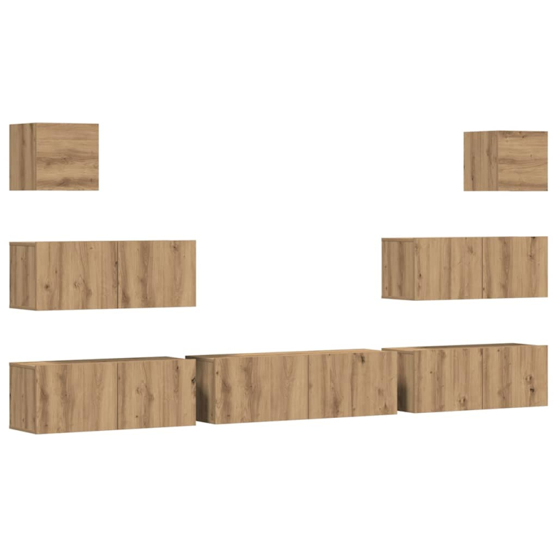 7-tlg. TV-Schrank-Set Wandmontage Artisan-Eiche Holzwerkstoff