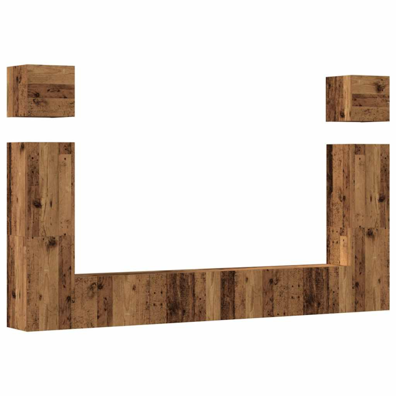 6-tlg. TV-Schrank-Set Wandmontage Altholz-Optik Holzwerkstoff